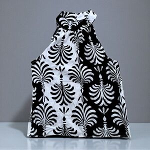 Rachel Zoe Black and White Linen Blend Top Small